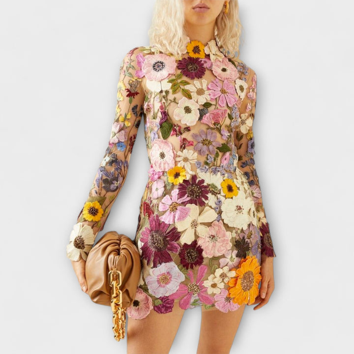 Dress with 3D Flower Pattern
