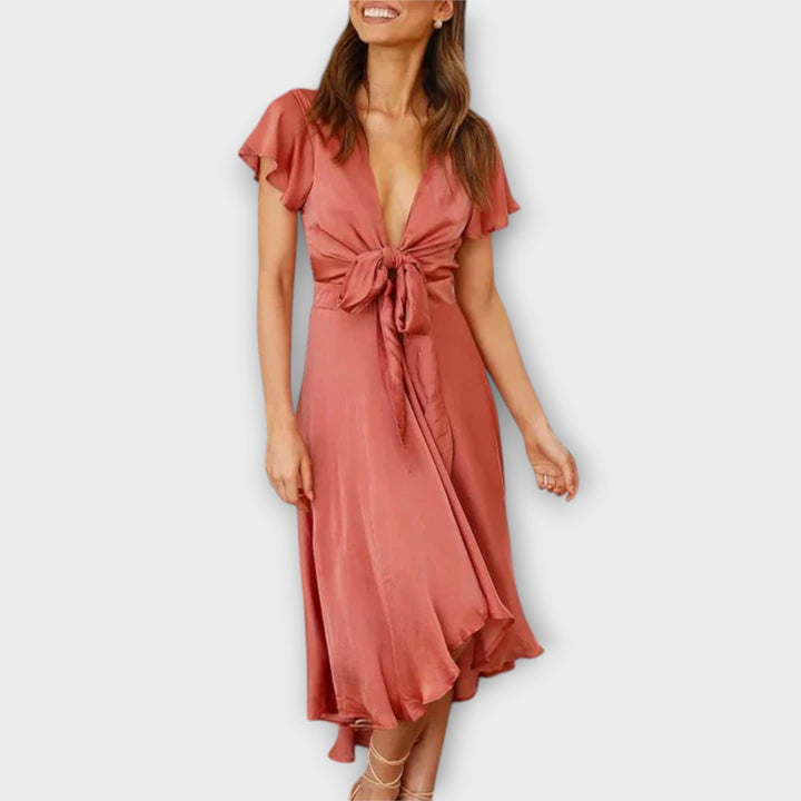 Margret - Elegant V-neck Midi Dress