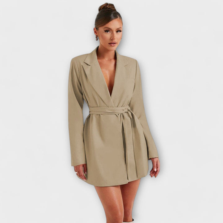Blazer Dress with V-Neck