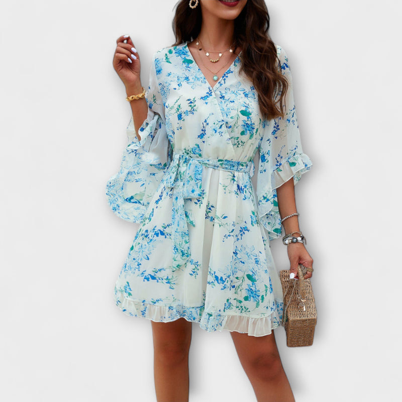 Lina - Women’s Floral Pattern Airy Midi Dress
