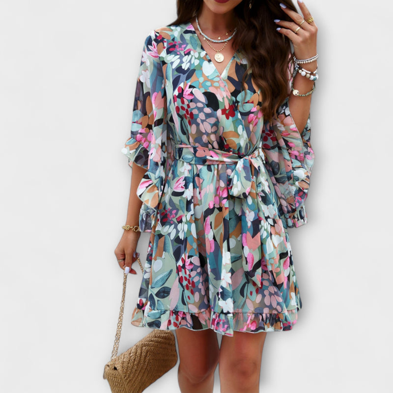 Lina - Women’s Floral Pattern Airy Midi Dress