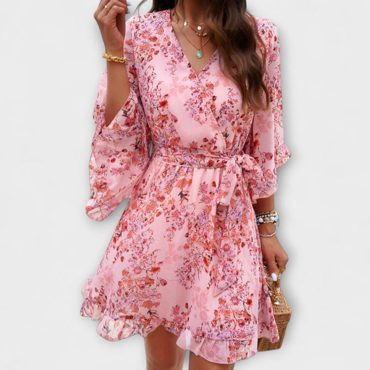 Lina - Women’s Floral Pattern Airy Midi Dress