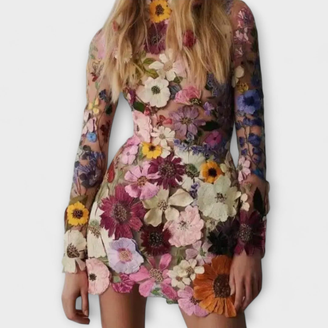 Dress with 3D Flower Pattern