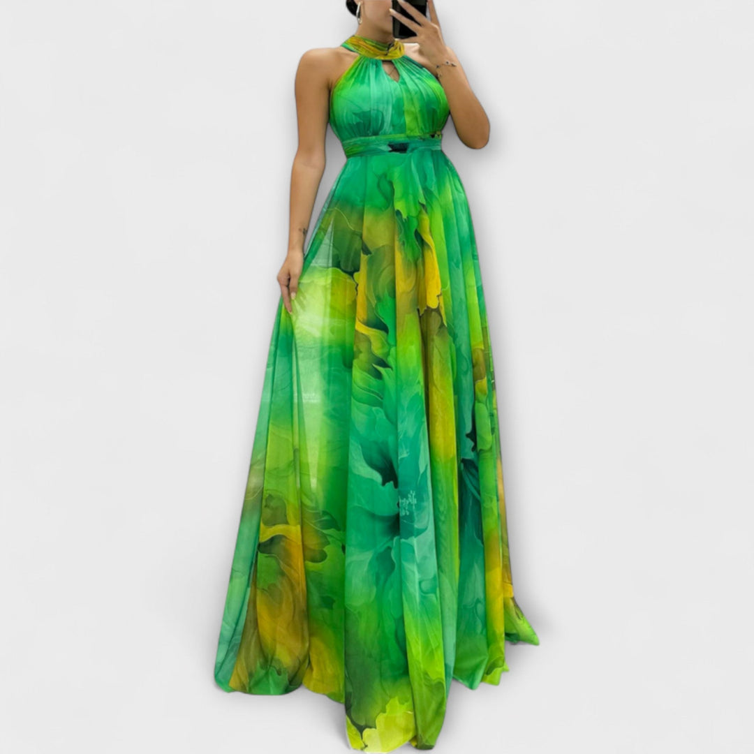 Isalie – Floral Pattern Chiffon Maxi Dress